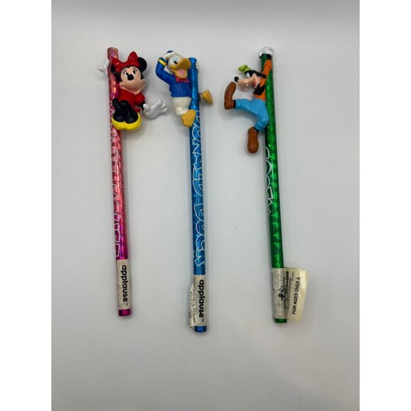 Lot of 3 Applause Disney Holographic Pencils W Toppers Minnie Goofy Donald‎ Duck - Picture 1 of 6